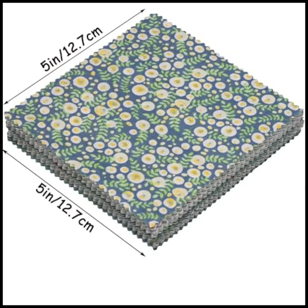 Green Cotton Fabric Charm Squares for Quilting Sewing Patchwork DIY Crafts
